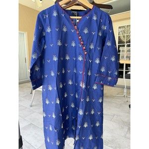 SAYA Blue Jaquard Kurta Shirt - Size 10/S